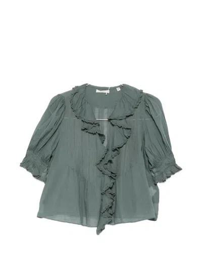 Doen Henri Ruffled Blouse In Green