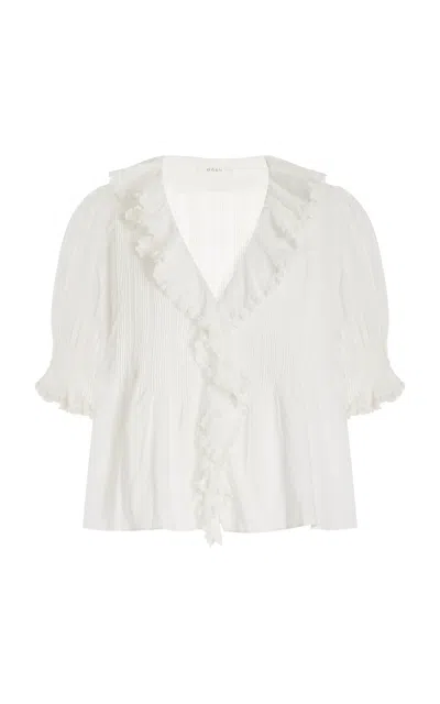 Doen Henri Ruffled Organic Cotton Top In White