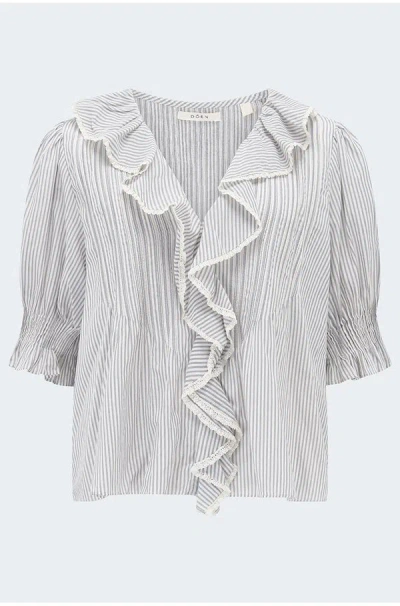Doen Henri Lace-trimmed Ruffled Pintucked Striped Organic Cotton-voile Top In White