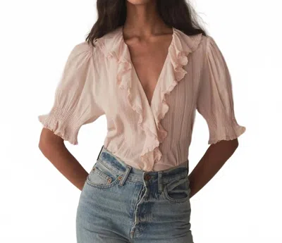 Doen Henri Lace-trimmed Ruffled Pintucked Organic Cotton-voile Blouse In Pink