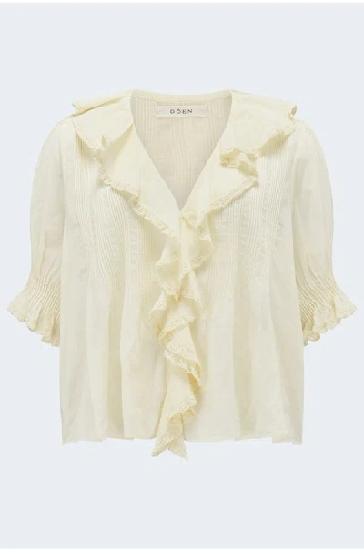Doen Henri Ruffled Pintucked Organic Cotton-voile Top In Yellow