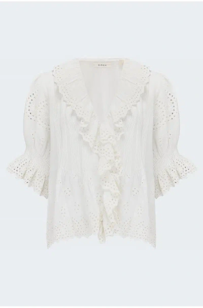 Doen Henri Top In Salt Eyelet In Neutral
