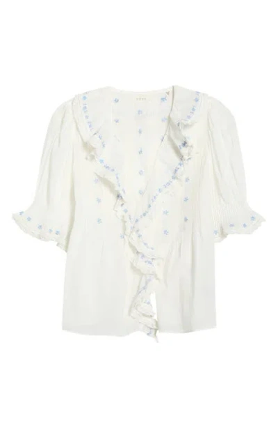 Doen Hettie Lace-trimmed Embroidered Organic Cotton-voile Blouse In White