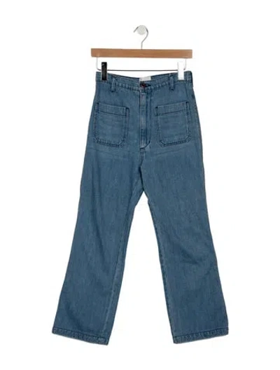 Pre-owned Doen High-rise Flared Jeans In Blue