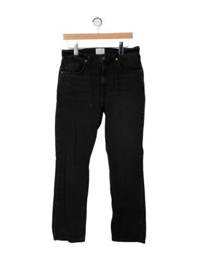 Pre-owned Doen High-rise Straight Leg Jeans In Black