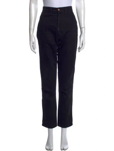 Pre-owned Doen High-rise Straight Leg Jeans In Black