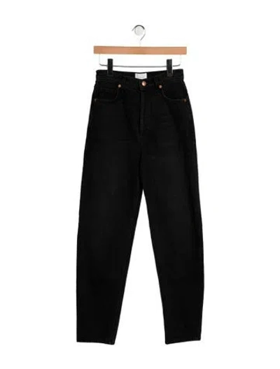 Pre-owned Doen High-rise Straight Leg Jeans In Black