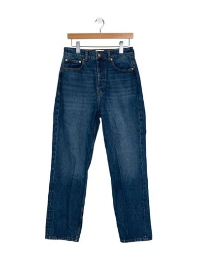 Pre-owned Doen High-rise Straight Leg Jeans In Blue