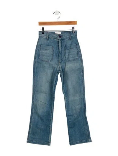 Pre-owned Doen High-rise Straight Leg Jeans In Blue