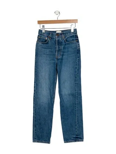 Pre-owned Doen High-rise Straight Leg Jeans In Blue