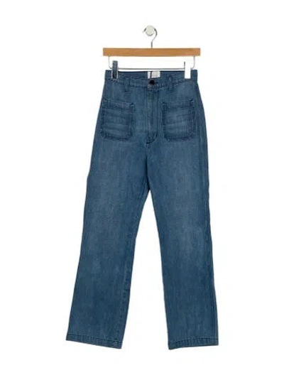 Pre-owned Doen High-rise Straight Leg Jeans In Blue
