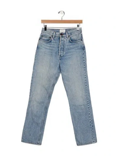 Pre-owned Doen High-rise Straight Leg Jeans In Blue