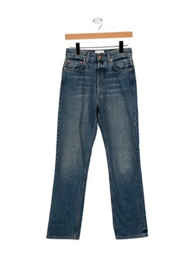 Pre-owned Doen High-rise Straight Leg Jeans In Blue
