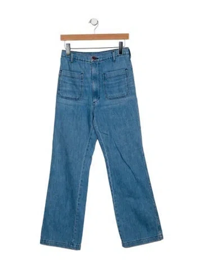 Pre-owned Doen High-rise Straight Leg Jeans In Blue