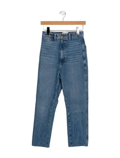 Pre-owned Doen High-rise Straight Leg Jeans In Blue