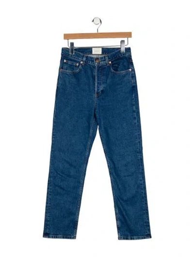 Pre-owned Doen High-rise Straight Leg Jeans In Blue