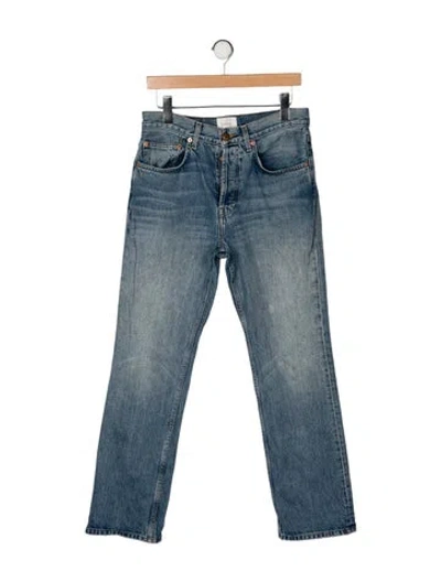 Pre-owned Doen High-rise Straight Leg Jeans In Blue