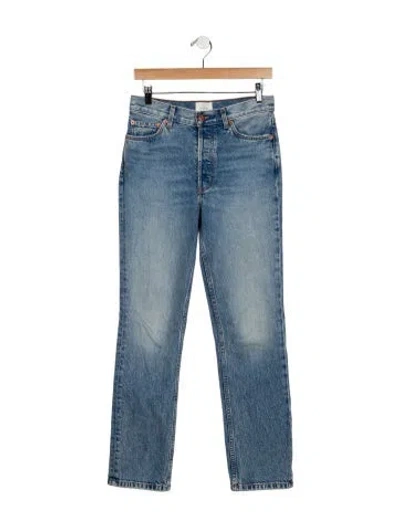 Pre-owned Doen High-rise Straight Leg Jeans In Blue