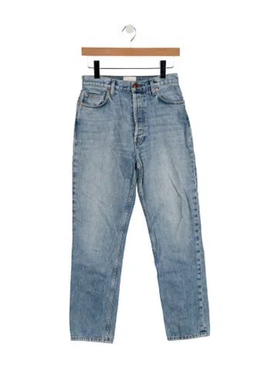 Pre-owned Doen High-rise Straight Leg Jeans In Blue