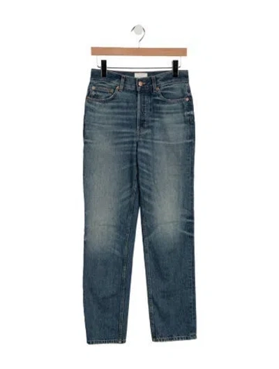 Pre-owned Doen High-rise Straight Leg Jeans In Blue