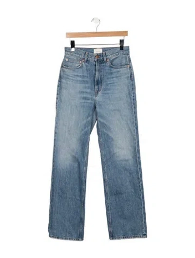 Pre-owned Doen High-rise Straight Leg Jeans In Blue