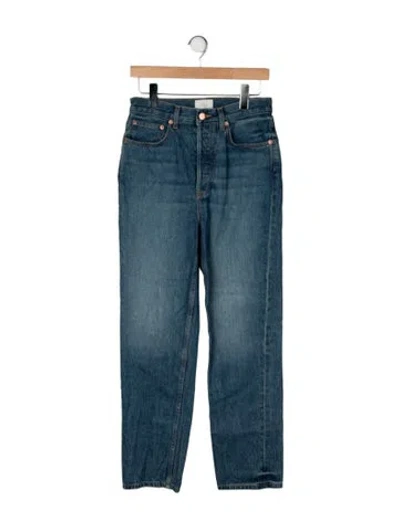 Pre-owned Doen High-rise Straight Leg Jeans In Blue