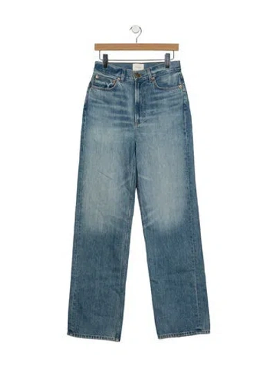 Pre-owned Doen High-rise Straight Leg Jeans In Blue