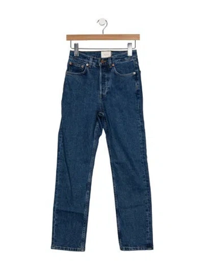Pre-owned Doen High-rise Straight Leg Jeans In Blue