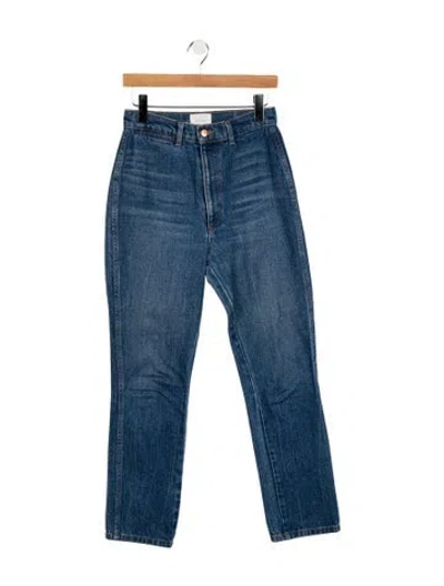 Pre-owned Doen High-rise Straight Leg Jeans In Blue