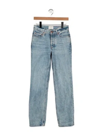Pre-owned Doen High-rise Straight Leg Jeans In Blue
