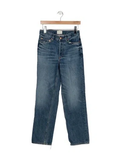 Pre-owned Doen High-rise Straight Leg Jeans In Blue
