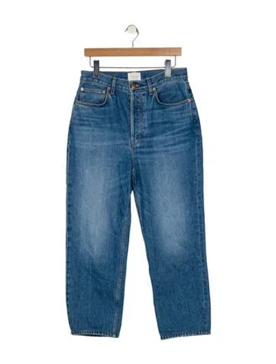 Pre-owned Doen High-rise Straight Leg Jeans In Blue