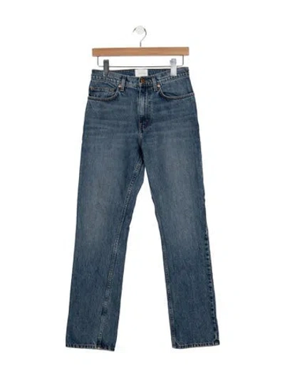 Pre-owned Doen High-rise Straight Leg Jeans In Blue