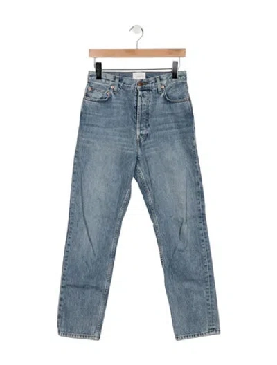 Pre-owned Doen High-rise Straight Leg Jeans In Blue