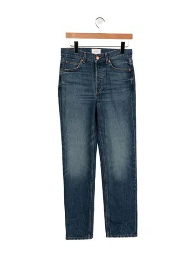Pre-owned Doen High-rise Straight Leg Jeans In Blue