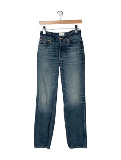 Pre-owned Doen High-rise Straight Leg Jeans In Blue