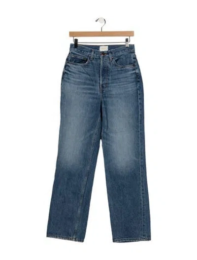 Pre-owned Doen High-rise Straight Leg Jeans In Blue