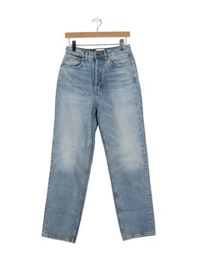 Pre-owned Doen High-rise Straight Leg Jeans In Blue