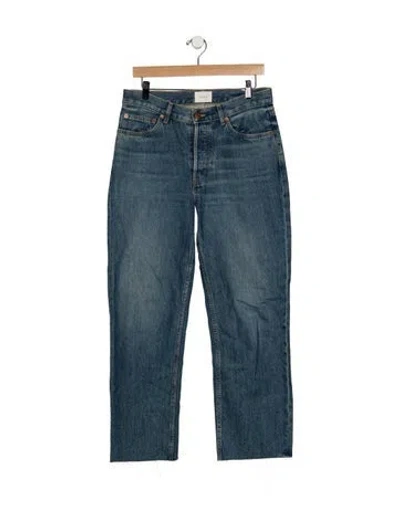 Pre-owned Doen High-rise Straight Leg Jeans In Blue