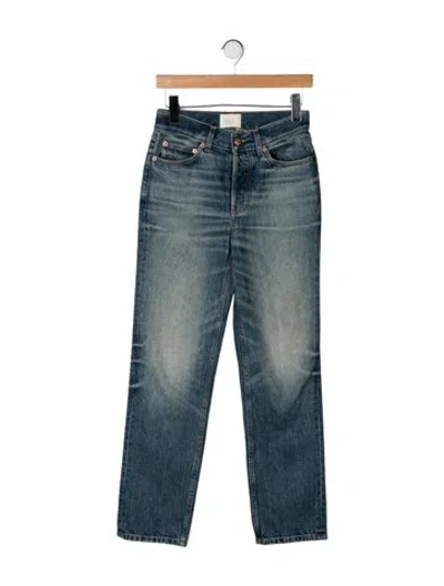 Pre-owned Doen High-rise Straight Leg Jeans In Blue