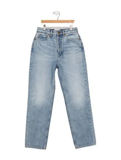 Pre-owned Doen High-rise Straight Leg Jeans In Blue