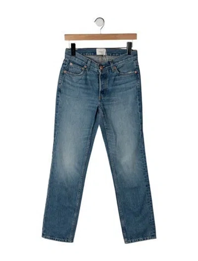 Pre-owned Doen High-rise Straight Leg Jeans In Blue