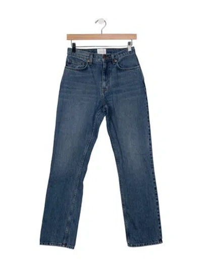 Pre-owned Doen High-rise Straight Leg Jeans In Blue