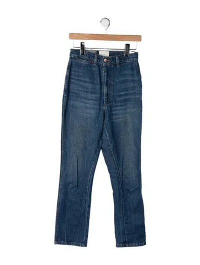 Pre-owned Doen High-rise Straight Leg Jeans In Blue