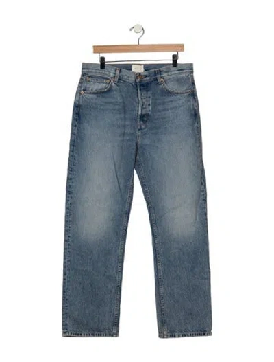 Pre-owned Doen High-rise Straight Leg Jeans In Blue