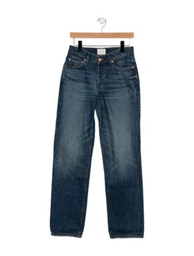 Pre-owned Doen High-rise Straight Leg Jeans In Blue