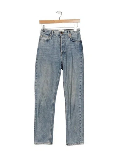 Pre-owned Doen High-rise Straight Leg Jeans In Blue