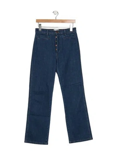 Pre-owned Doen High-rise Straight Leg Jeans In Blue