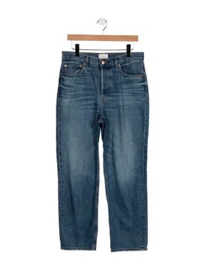 Pre-owned Doen High-rise Straight Leg Jeans In Blue
