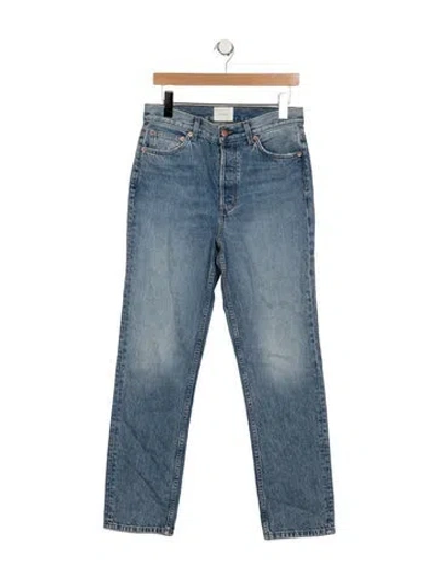 Pre-owned Doen High-rise Straight Leg Jeans In Blue